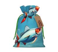 Flying Fish In The Ocean Print Christmas Bag Holiday Present Sack Xmas For Seasonal Decor Gift Wrapping