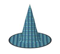 Flying Fish In The Ocean Print Halloween Witch Hat Carnival Cap Cosplay | Foldable Costume Accessories Men Women Family Gatherings Themed Party