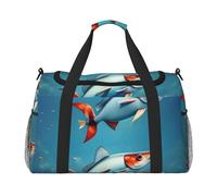 Flying Fish in The Ocean Print Large Capacity Hand Carry Bag for Women Foldable Carry On Tote for Airplane Travel