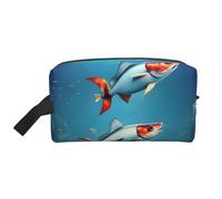 Flying Fish in The Ocean Print Travel Grooming Storage Bag, Reusable Makeup Storage Organizer, Bathroom Supplies