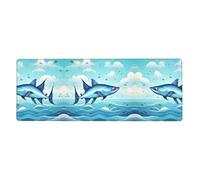 Flying Fish in the Oceans Desk Protector Mat, Extra Large and Durable Desk Pad with Non-Slip Backing for Home Office Use