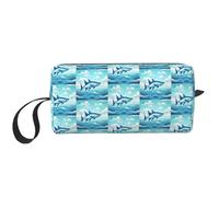 Flying Fish in The Oceans Print Foam Padded Cosmetic Case Simple Organizer Pouch Lightweight Travel Bag for Space Saving