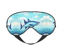 Flying Fish in The Oceans Printing Double Side Soft Eye Mask Reversible Design, Adjustable for Snug Fit, Blocks Light Eye Mask