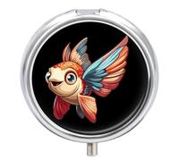 Flying Fish Pill Organizer Round Pill Box Travel Pill Case Medicine Organizer for Pocket Purse