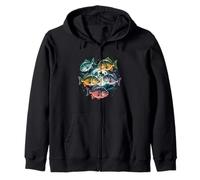 Flying Fish under the terrestrial moon for fish lovers Zip Hoodie