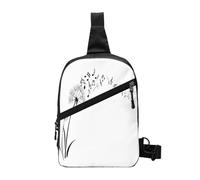 Flying Flowers and Music Symbols Foldable Sport Sling Bag,Lightweight Crossbody Chest Pack with Multiple Pockets,Water-Resistant Polyester Fabric,Compact Travel Daypack