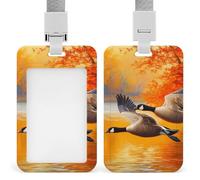 Flying Geese Ducks Autumn ID Badge Holder Name Card Holders Photocard Case with Lanyard for Teacher Nurse Office