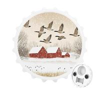 Flying Geese Snow Red House 2 in 1 Magnetic Beer Bottle Opener Fridge Magnets Easy Storage Gift for Men Women White-Style
