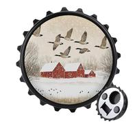 Flying Geese Snow Red House 2 in 1 Magnetic Beer Bottle Opener Fridge Magnets Easy Storage Gift for Men Women Black-Style