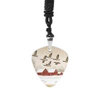 Flying Geese Snow Red House Guitar Pick Pendant Necklace for Acoustic Electric Bass Players Guitar Accessories Guitarist Gifts