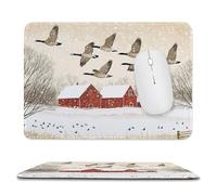 Flying Geese Snow Red House Mouse Pad Waterproof Ultra-Thin Non-Slip Rubber Base Square Mouse Mat Gaming Mousepad 7.9"x9.4"