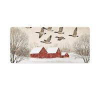 Flying Geese Snow Red House Non-Slip Mouse Pads Funny Desk Mat Rubber Laptop Writing Mat for Gamer Office Home 40x90cm