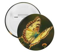 Flying Golden Butterfly Badge Metal Round Pins, Lightweight Brooch for Backpack, Fashion Button Pins Badge for Shirts, Jackets, Shawl Coat, Unisex, 12PCS, Tinplate, metal round pins
