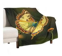 Flying Golden Butterfly Blanket, Soft Flannel Fleece Blankets Quick-Dry, Lightweight Throw Blanket for Couch, Bed, Office & Travel, Ideal Gift for Family & Friends, 40"x50"