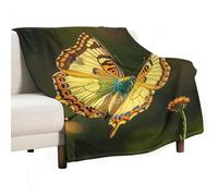 Flying Golden Butterfly Blanket, Soft Flannel Fleece Blankets Quick-Dry, Lightweight Throw Blanket for Couch, Bed, Office & Travel, Ideal Gift for Family & Friends, 60"x80"
