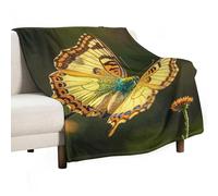 Flying Golden Butterfly Blanket, Soft Flannel Fleece Blankets Quick-Dry, Lightweight Throw Blanket for Couch, Bed, Office & Travel, Ideal Gift for Family & Friends, 50"x70"