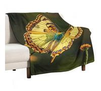 Flying Golden Butterfly Blanket, Soft Flannel Fleece Blankets Quick-Dry, Lightweight Throw Blanket for Couch, Bed, Office & Travel, Ideal Gift for Family & Friends, 66"x90"