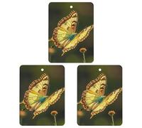 Flying Golden Butterfly Car Air Freshener, 3 Pcs Square Hanging Air Freshener Cards, Long Lasting Fragrance Scented Cards for Car, Home, Office Gray-style