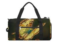 Flying Golden Butterfly Gym Bag for Men Women, Waterproof Gym Tote Bags, Large Duffel Bag for Travel Workout