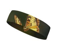 Flying Golden Butterfly Headbands for Women & Men Sports Headband, Fits All Head Sizes, Ultra Absorbent & Non-Slip Sweatband for Running, Yoga, Gym