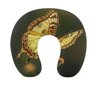 Flying Golden Butterfly Pillow U Shaped, Portable Travel Pillows - Removable Cover, Ergonomic Memory Foam Neck Pillow for Travel & Office