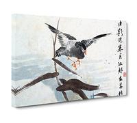 Flying Goose By Ren Yi Canvas Print | Gallery Wrapped 30mm Frame Wall Art | 30x20 inches | Ready to Hang | Asian Bird Picture | Living Room Bedroom Lounge Office