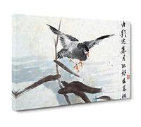 Flying Goose by Ren Yi Painting Canvas Print | Gallery Wrapped 30mm Frame Wall Art | 30x20 inches | Ready to Hang | Contemporary Bird Picture | Living Room Bedroom Lounge Office
