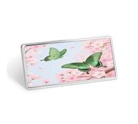 Flying Green Butterfly Stainless Steel Name Plate with Pin,Durable Personalized Name Tags,Name Badge for Business Work Lable Sign 1.4 * 2.8 in