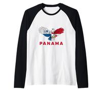 Flying Harpy Eagle with Panama Flag Panamanian Pride Raglan Baseball Tee