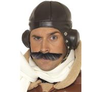 Smiffys Flying Helmet, Brown , 1940's Wartime Fancy Dress, Adult Dress Up Hats Halloween