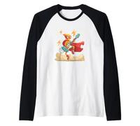 Flying Hero with Guitar and Cape for a Cool Look Raglan Baseball Tee