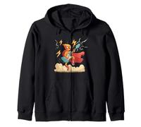 Flying Hero with Guitar and Cape for a Cool Look Zip Hoodie