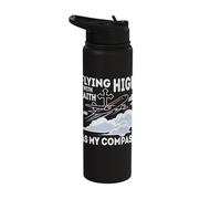 Flying High with Faith As My Compass Stainless Steel Insulated Water Bottle