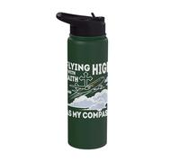 Flying High with Faith As My Compass Stainless Steel Insulated Water Bottle