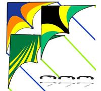 Flying Hoofer 3 Pack Triangle Single Line Kites with Tail Ribbons - Multi-color, Nylon, Rainbow Theme - Easy to Fly Kite for Kids & Adults