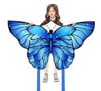 Flying Hoofer Butterfly Kite for Kids & Adults Easy to Fly, 55" x 28" Large Single Line Kite for The Beach, Easy Flying, Comes with 300 FT String Handle.(Blue)