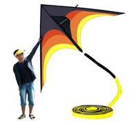 Flying Hoofer Giant Delta Kite for Adults Easy to Fly, 9ft Huge Kite c/w 98ft Tail (Yellow)
