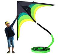 Flying Hoofer Gaint Kite for Adults Easy to Fly, 9ft Huge Delta Kite Come with 98ft Tail (Black and Green).