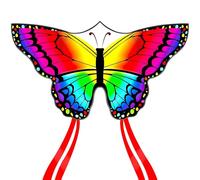 Flying Hoofer Large Butterfly Kite for Adults and Kids Ages 4-8 & 8-12 Easy to Fly, 55''X28'' Single Line Kite for Outdoor, Park or Beach.(Rainbow)