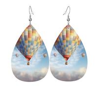 Flying Hot Air Balloon Earrings for Women Teardrop Dangle Earrings Boho Lightweight Unique Leather Earrings Fashion Pendant for Birthday Gift Fashion Jewelry