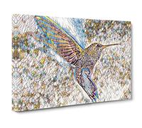 Flying Hummingbird Bird No.2 Modern BG Canvas Wall Art Print Ready to Hang, Framed Picture for Living Room Bedroom Home Office Décor, 30x20 Inch (76x50 cm)