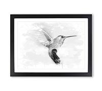Flying Hummingbird Bird Vol.2 V4 Modern Framed Print | A3 Black Framed Wall Art | Ready to Hang | Modern Nature Picture | Living Room Bedroom Lounge Office
