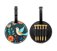 Flying Hummingbird Black Golf tee Storage Bag, Multifunctional Golf tee Storage Bag for Men, Durable PU Material