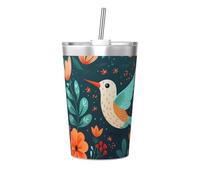 Flying Hummingbird Printing conical Straw Thermos Cup, Insulated Straw Cup, Perfect for Gym use or Taking with You