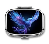 Flying Ice Phoenix in Magical Glow Pill Box 2 Compartment Portable Medicine Pill Case Travel Pill Organizer for Pocket Purse