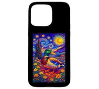 Flying immigrant Mallard Duck in the Starry Night Painting Case for iPhone 15 Pro Max