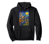 Flying Immigrant Mallard Duck in The Starry Night Painting Pullover Hoodie
