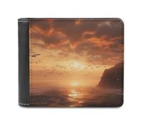Flying in Sunset Leather Wallet Bifold Wallet for Men Women Rfid Blocking Bifold, Extra Capacity Ultra Strong Stitching Slim Billfold with 8 Card Slots, style, One Size