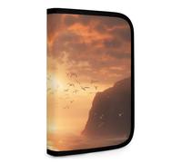 Flying in Sunset Multifunctional Compact Wallet Id Stronghold Waltlet Credit Card Holder Wallet Zipper Leather Case Purse Rfid Blocking Bifold Wallet for Men Women, style, One Size