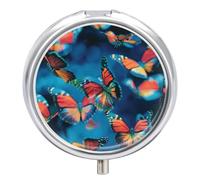 Flying in The Air Pill Box Cute Round Pill Case Portable Medicine Tablet Vitamin Holder Organizer for Purse Pocket